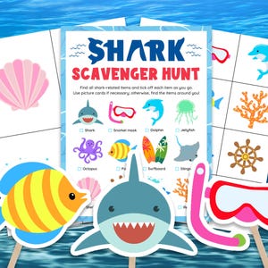 Shark Scavenger Hunt Shark Games Shark Week Games for Kids Activities Shark Treasure Hunt Shark Activities Kids Shark Birthday Party Games