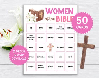 Women of the Bible Bingo, Bible Character Bingo Cards, Womens Ministry Bingo, Bible Games, Womens Ministry Games, Sunday School Bible Study