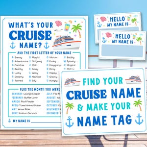 Was ist Ihre Kreuzfahrt Name, Namensschilder, Zeichen Kreuzfahrt Name Spiel Kreuzfahrt Spiele für Kinder Kreuzfahrt Aktivitäten für Kinder lustige Kreuzfahrt Familienspiele Printables