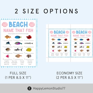Pode incluir: Um jogo "Beach Name That Fish" azul e rosa com ilustra&ccedil;&otilde;es de v&aacute;rios peixes. O jogo oferece duas op&ccedil;&otilde;es de tamanho: tamanho completo (8,5 x 11 polegadas) e tamanho econ&ocirc;mico (dois por 8,5 x 11 polegadas).