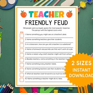 Teacher Friendly Feud Teacher Games School Games Teacher Party Games Back to School Activities Teacher Activities School Icebreaker Game