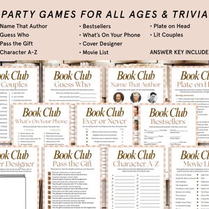 Book Club Games Bundle, Book Club Icebreakers, Book Club Activities, Printable Games for Book Clubs, Book Club Meeting Game, Book Club Bingo image 4