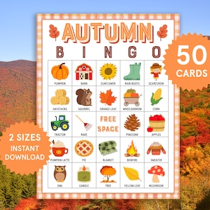 Fall Bingo Autumn Bingo Fall Bingo Cards Printable Fall Games Fall Classroom Activity Fall Game Fall Picture Bingo Fall Activity Kids