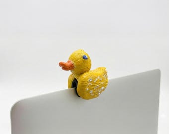 Handmade Duck Sculpture & Webcam Cover - Rubber Duck Debugging Tool for Coders - Privacy Camera Shield - Unique Tech Gift - marduckArt