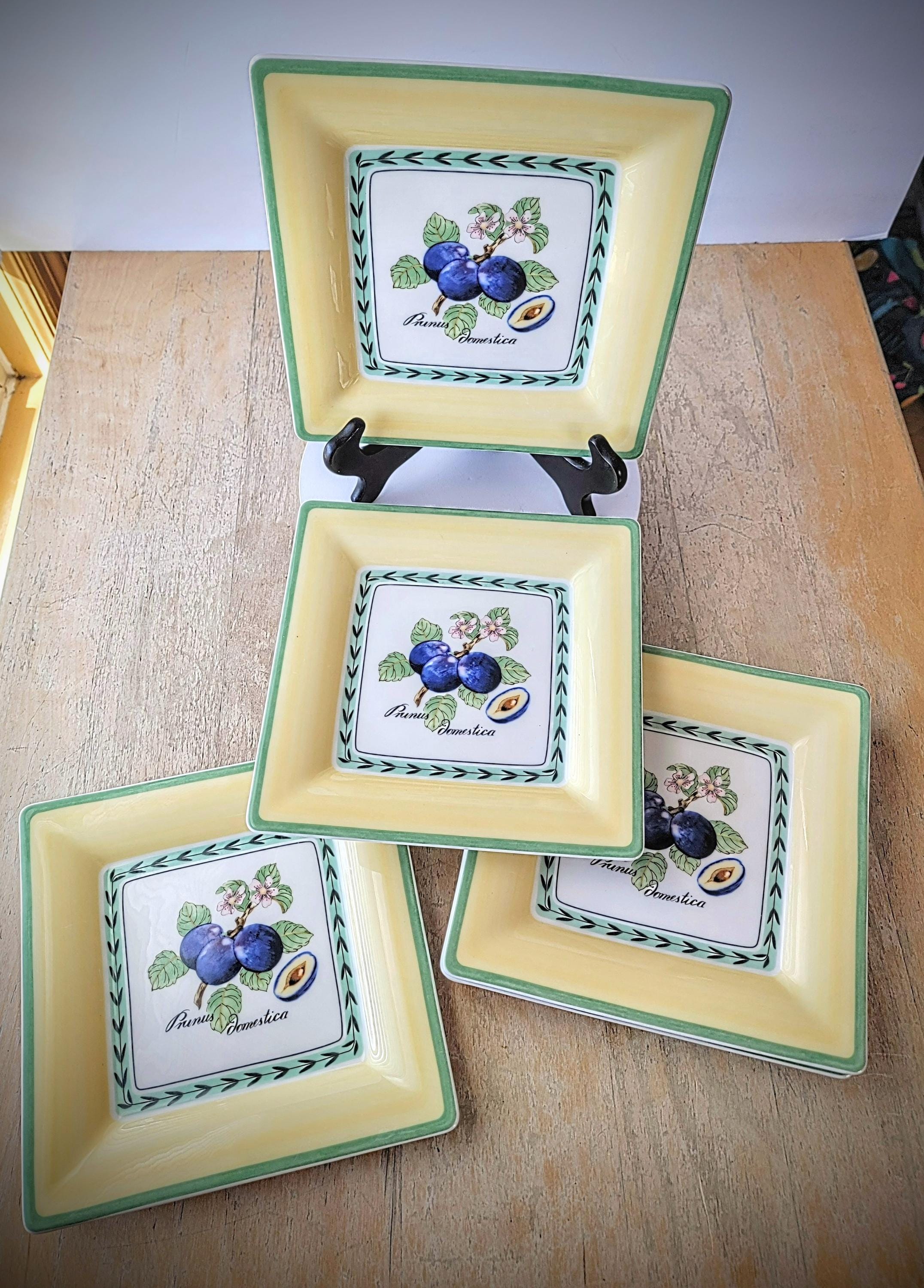 Perfect!  Set of 6 Villeroy & Boch (Germany) 8x8 Prunis Domestica Luncheon plates