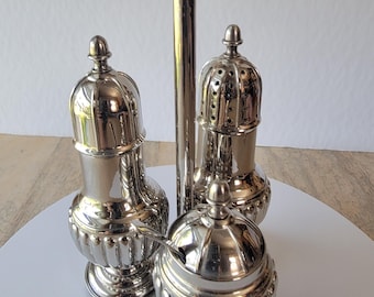 Charming vintage silver plate table seasoning set
