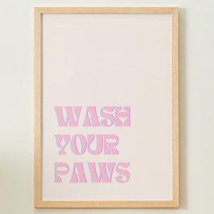 Impresión digital Wash Your Paws - Decoración del hogar - Impresión de pared - Arte de pared - Póster - Impresiones divertidas - Impresiones para el interior del hogar - Impresión para el baño - Perro