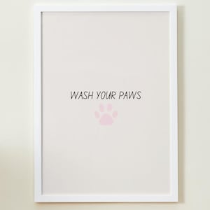 Impresión digital Wash Your Paws - Decoración del hogar - Impresión de pared - Arte de pared - Póster - Impresiones divertidas - Impresiones para el interior del hogar - Impresión para el baño - Perro