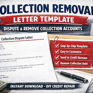 Collection Removal Letter Template | Dispute Debt (Instant Download PDF)