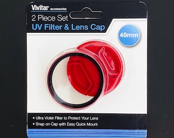 Vivitar 49mm UV Filter & Lens Cap _ Red