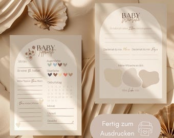 Baby Shower Suggestion Card and Wishes | Baby Shower Fill-in Cards | Gender Reveal | Baby Shower | Gender-Neutral | Digital Download | Beige