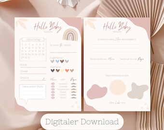 Baby Shower Tip Card and Wishes | Baby Shower Fill-In Cards | Gender Reveal | Baby Shower | Hello Baby | Digital Download | PDF | Pink