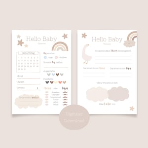Tarjeta de sugerencias y deseos para baby shower | Tarjetas para rellenar | Revelación de género | Baby shower | Tarjetas para rellenar | Descarga digital | Beige