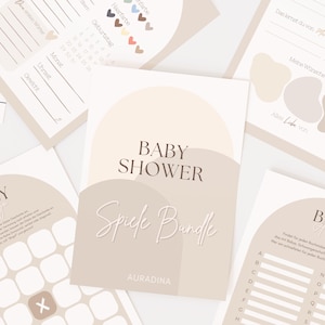 Coffret de jeux pour baby shower | 10 jeux amusants pour baby shower | Révélation du sexe beige | Téléchargement instantané et plaisir garanti | Baby shower allemand