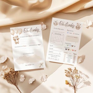 Ausfüllkarten A5 | Tippkarte Wunschkarte | Beidseitig Bedruckt | Babyparty Spiel | Baby Shower & Gender Reveal | Geschlechtsneutral