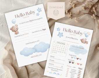 Baby Shower Tip Card and Wishes | Baby Shower Fill-in Cards | Gender Reveal | Baby Shower | Fill-in Cards | Digital Download | Blue