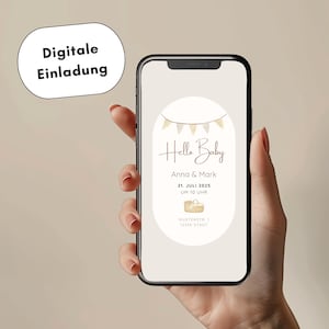Einladung eCard | Gender Reveal | Baby Party | Digitale Einladung | einfach personalisierbar | Baby Shower | Hello Baby | Download | Neutral