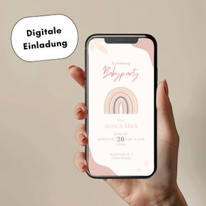 Babyparty Einladung eCard | Digitale Einladung| Schnell und einfach personalisierbar | Baby Shower | Hello Baby | Digital Download | Rosa