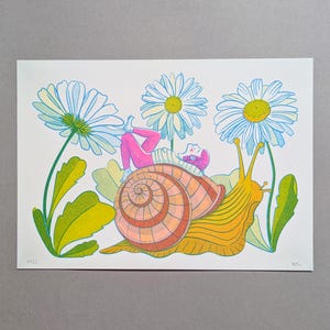 Risografiedruck – Langsam – Größen A3, A4, A5. Original-Kunstdruck. Wanddekoration für Zuhause. Indie-Wandkunst.