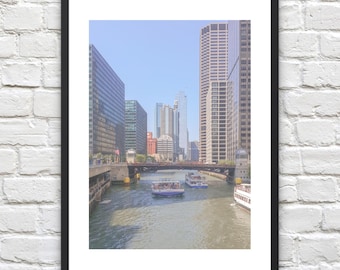 Chicago River Print: Vintage Color Photography Wall Art