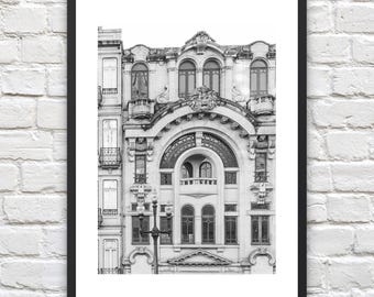 Porto Architecture Art Print - Porto Portugal Building Poster - Vintage Black and White Photography Wall Art - Street Photography Porto