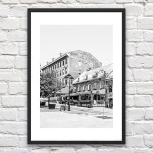 Impression du Vieux-Montréal - affiche de l'hôtel Nelson - art mural photographie noir et blanc - décoration murale affiche photo Maison Cartier Montréal Québec
