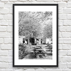 Montreal Food Trucks Print - MTL Parc Poster - Black and White Photography Wall Art - Montreal Quebec Canada Street Photo Poster Wall Decor