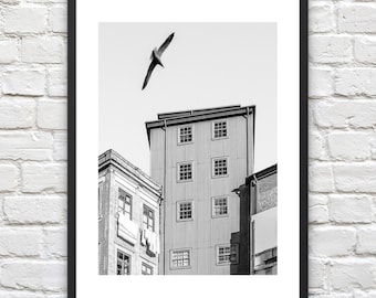 Porto Architecture Art Print - Porto Portugal Buildings Poster - Vintage Black and White Photography Wall Art - Street Photography Porto