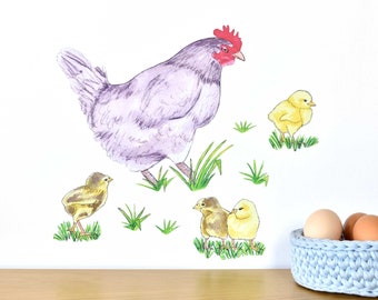 Hen & Chicks wall decal medium