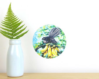 Fantail in Kowhai tiny dot wall decal by Ira Mitchell