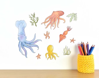 Oktopus und Friends Wandtattoo