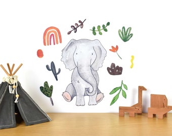 Cute Elephant Wall Decal for Children - Easy to Apply and Reusable Nursery Decoration