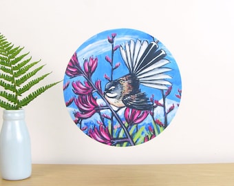 Fantail in Harakeke small dot wall decal Ira Mitchell