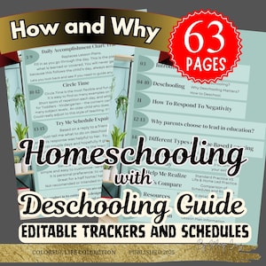 Deschooling Guide, Homeschool Support, Trackers & Schedules (Editable PDF)