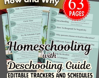 A Walk me through, Deschooling Guide, Homeschool Support, Trackers & Schedules (Editable PDF)