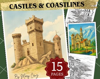 Desenhos para colorir de castelos e litorais: arquitetura italiana (download em PDF tamanho 8,5x11)