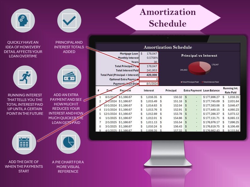 Mortgage Loan Affordability & Amortization Schedule Simple Excel Design