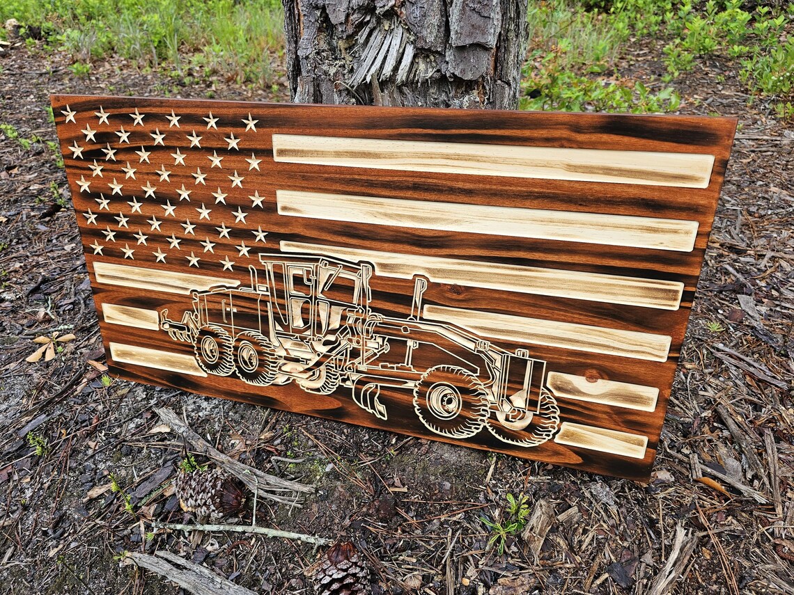 Wooden Motor Grader Flag Sign USA - Etsy