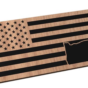 Wooden State Of Oregon American Flag Sign USA