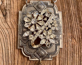 Gorgeous Handmade Vintage Rhinestone Statement Necklace