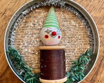 Festive Spun Cotton Head Cake Topper Ornament