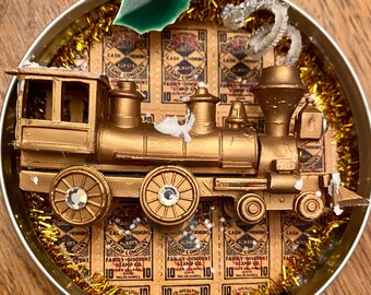 Christmas Choo Choo Train Jar Lid Ornament