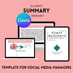 Client Summary Report for Social Media Managers | Analytical Report Social Media Marketing | Canva Template