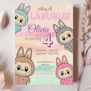 Bearbeitbare Puppengeburtstagseinladung Kindergeburtstagseinladung Canva Vorlage Sofortdownload niedliche Monster Geburtstagseinladung Vorlage