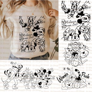 Ratón y amigos SVG PNG, Vacaciones familiares SVG PNG, DXF instantáneo, Descarga instantánea, Diseño imprimible SVG para Cricut, Archivo de corte de vinilo, Archivo de corte