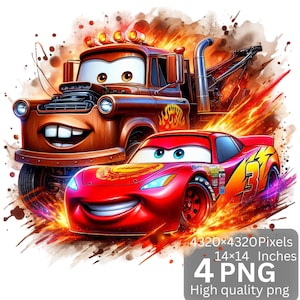 4 PNG Cars Splash and Watercolor Digital Design PNG file for sublimation - High Resolution - Instant Digital PNG Download