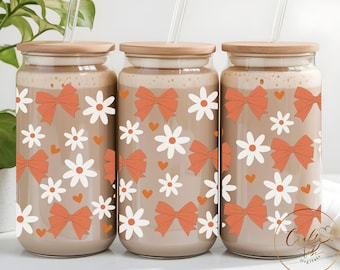 Fall Vibes Glass Can Wrap, 16oz Glass Can Tumbler Sublimation Design, Coffee Glass Cup,Hello Fall png File, Fall Pumpkin Coquette Autumn Png