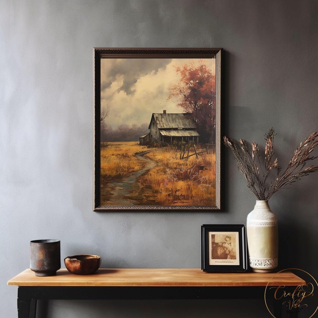 Vintage Moody Autumn Farmhouse Wall Art, Home Decor, Rustic Countryside ...