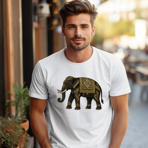 Thai Elephant T-Shirt  Ornate Boho Animal Tee Sacred Symbol Shirt Gift for Him or Her , Bohemian Elephant