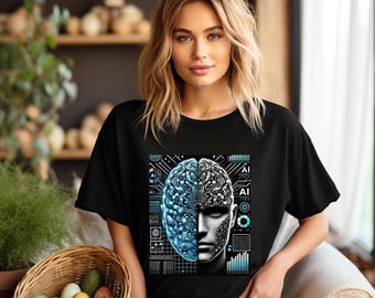 AI Neural Network T-Shirt, Trendy Cyberpunk Style for Data Science Lovers, Unique Gift for AI Enthusiasts